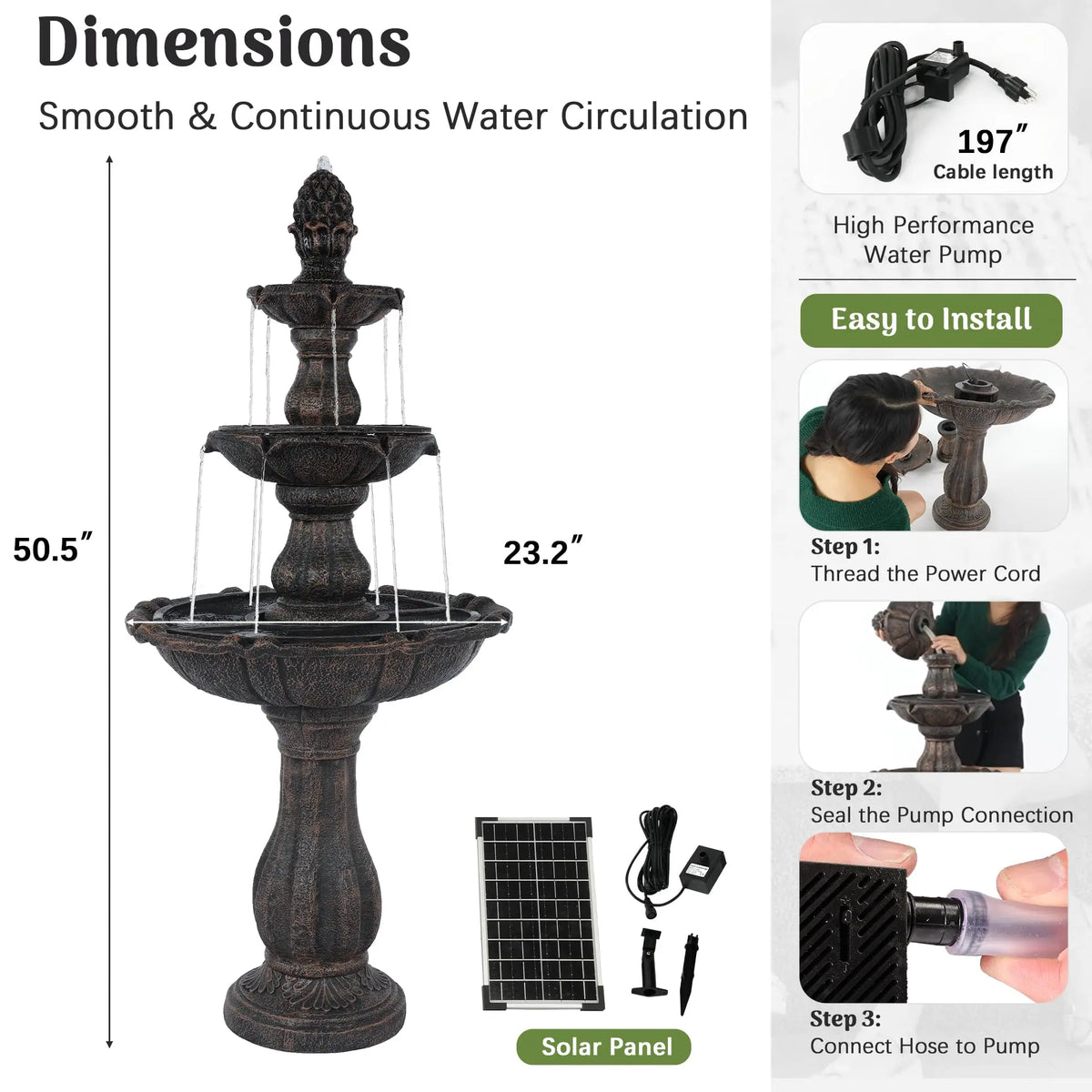 Celeste Solar Cascading Fountain