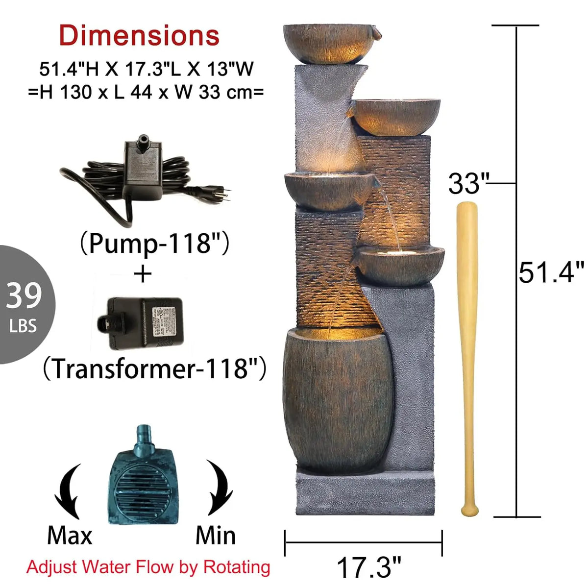Aurelia Five-Tier Garden Fountain