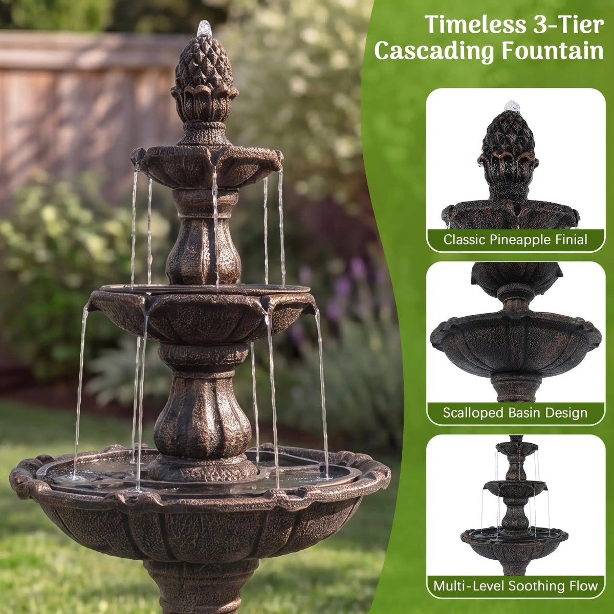 Celeste Solar Cascading Fountain